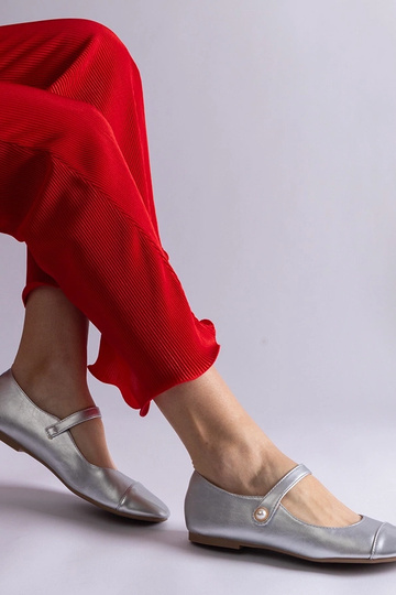 Bailarinas de punta de charol plateada con cierre de velcro Jaures