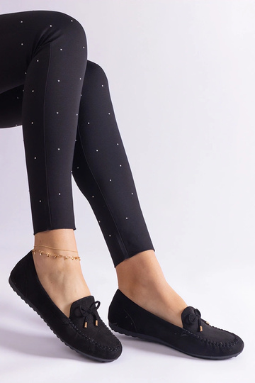 Mocasines Gemre de ante negro para mujer con lazo, ligeros y cómodos, Treja 2