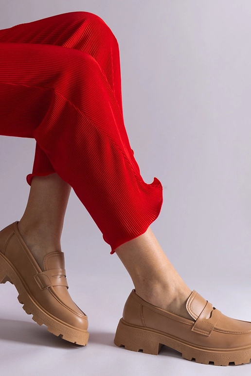 Mocasines de mujer beige oscuro de...