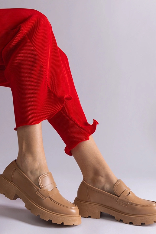 Mocasines de mujer beige oscuro de...