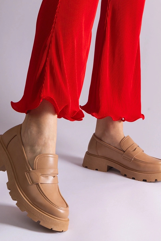 Mocasines de mujer beige oscuro de...