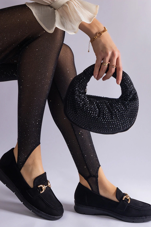 Mocasines de mujer negros de ante...