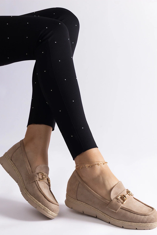 Mocasines de mujer color arena de...