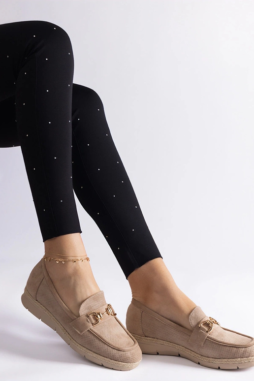 Mocasines de mujer color arena de...