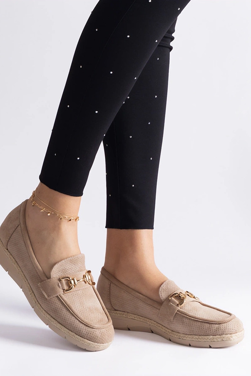 Mocasines de mujer color arena de...