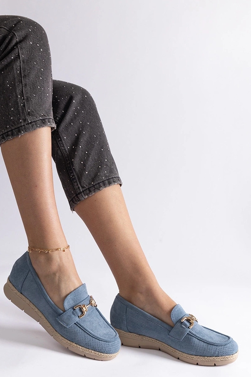 Zapatos de mujer color azul de ante...