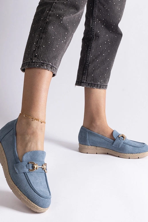 Zapatos de mujer color azul de ante...