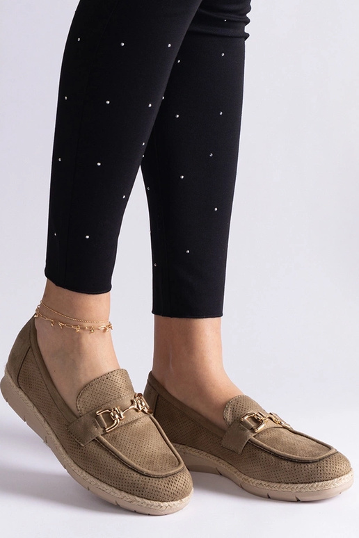 Mocasines verdes para mujer de ante...