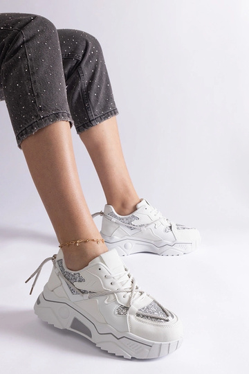 Zapatillas blancas de mujer con purpurina Agar