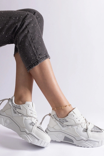 Zapatillas blancas de mujer con purpurina Agar 2