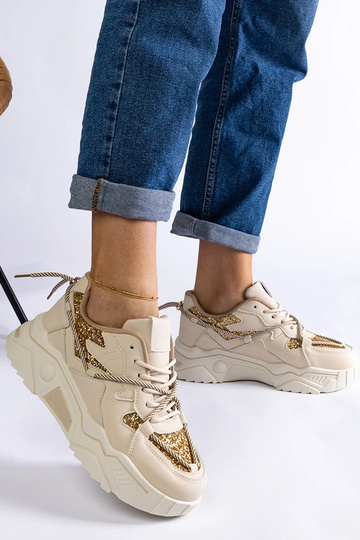 Zapatillas de mujer beige con purpurina Agar 2