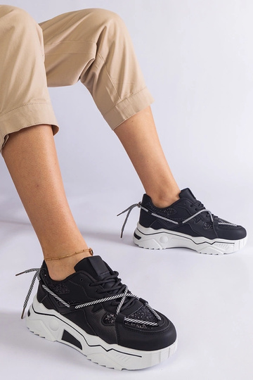 Zapatillas negras de mujer con purpurina Agar