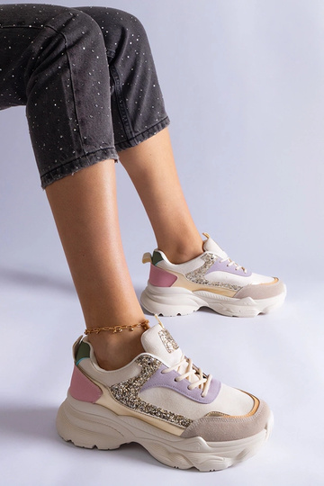 Zapatillas multicolor con aplicaciones de purpurina Clorinda
