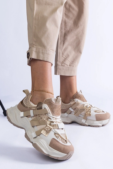 Zapatillas beige con inserciones doradas Candra 2