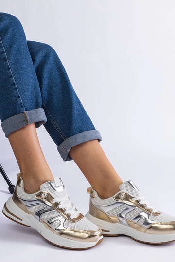 Zapatillas deportivas de tela con inserciones doradas Elayne
