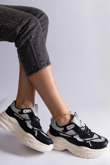 Zapatillas negras con aplicaciones de purpurina Rigel