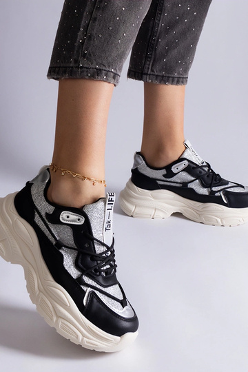 Zapatillas negras con aplicaciones de purpurina Rigel 2