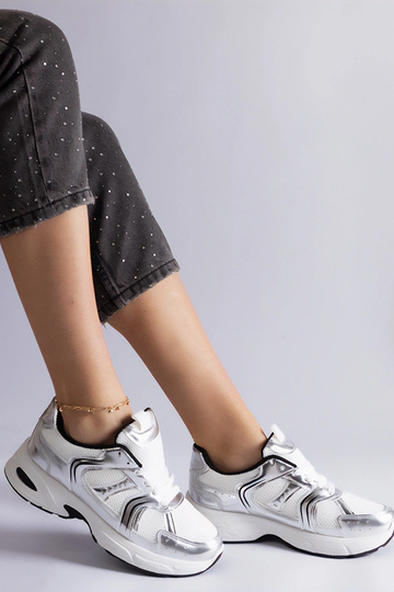Zapatillas deportivas Ena blancas y plateadas 2