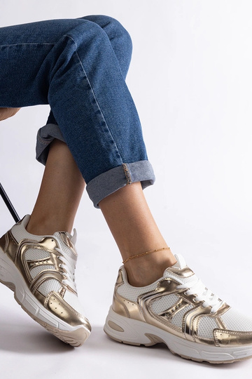 Zapatillas deportivas Ena blancas y doradas