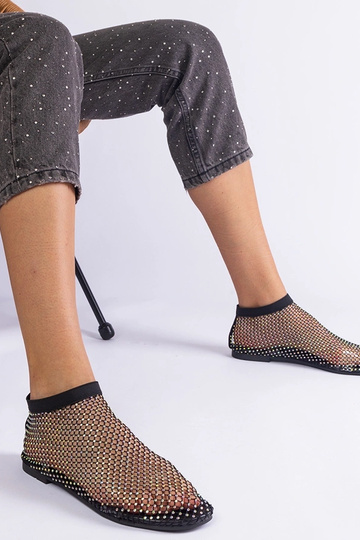 Sandalias negras de rejilla con circonitas Antalia