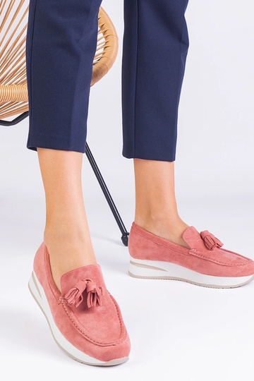 Mocasines de mujer con plataforma en color rosa y adorno Selerina 2