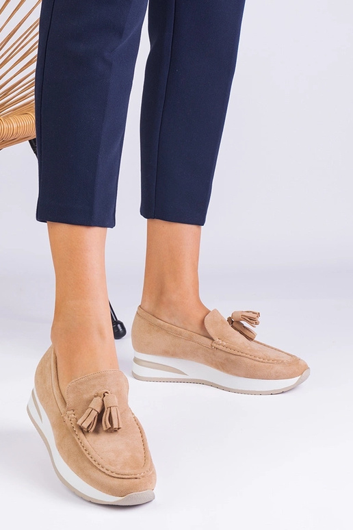 Mocasines de mujer beige con...