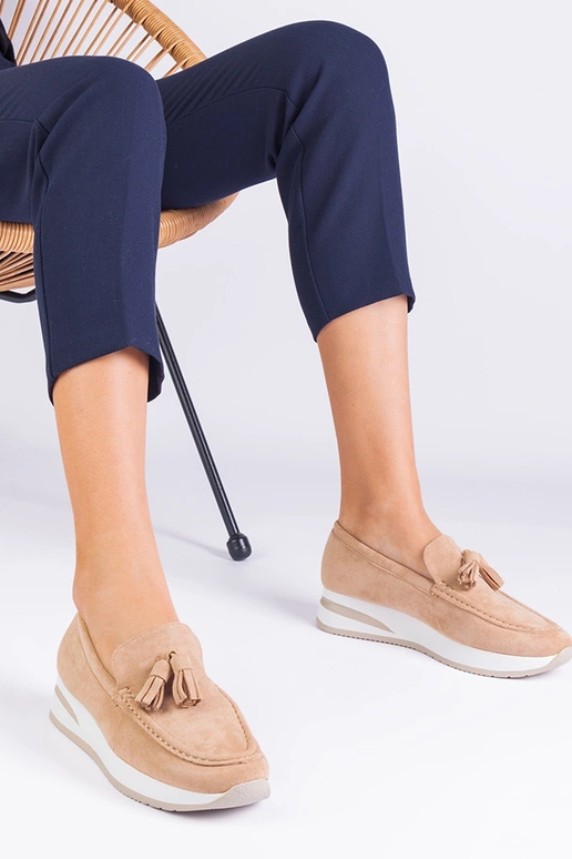 Mocasines de mujer beige con...