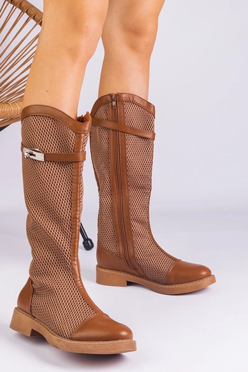 Botas altas de malla marrón... 2