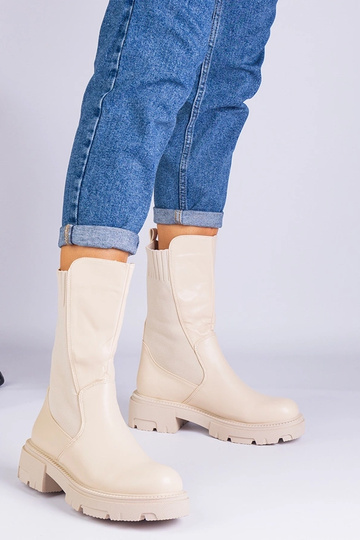 Botines beige con inserción... 2