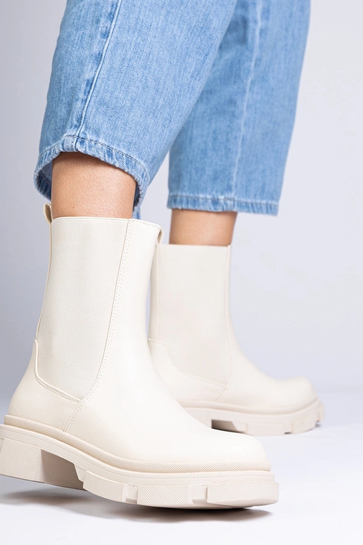 Botines beige con caña elástica Beringo Botines beige con caña elástica Beringo