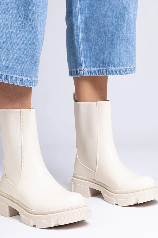 Botines beige con caña elástica Beringo Botines beige con caña elástica Beringo