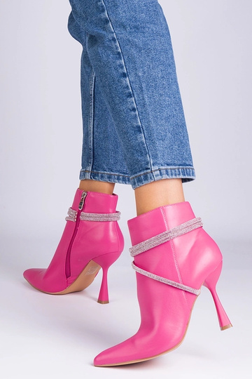 Botines de tacón alto rosas...