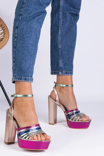 Sandalias de tacón de bloque Veransa multicolor con tacón grueso 2