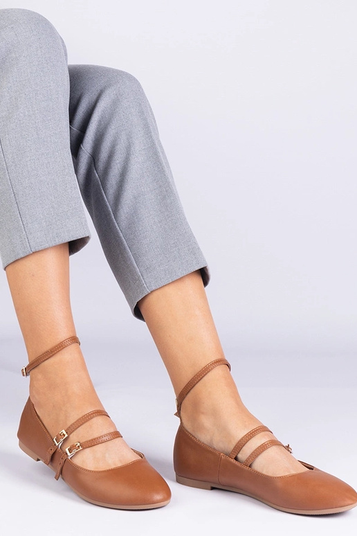 Bailarinas de piel sintética marrón... Bailarinas de piel sintética marrón...