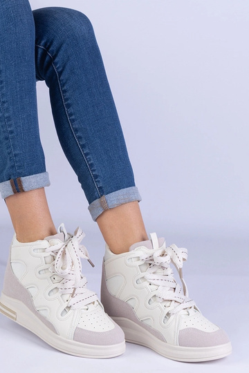 Zapatillas blancas de mujer con cordones gruesos Gralina