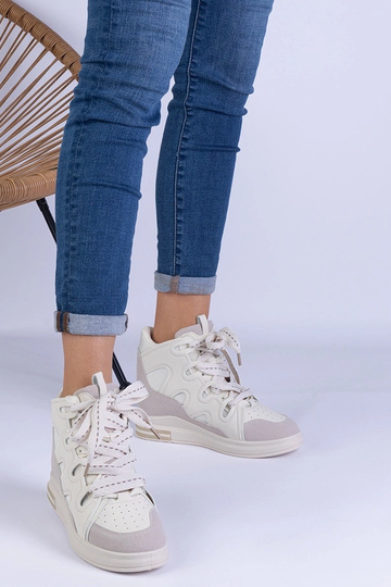 Zapatillas blancas de mujer con cordones gruesos Gralina 2