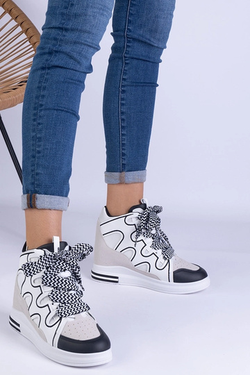 Zapatillas blancas de mujer con cordones gruesos Gralina 2