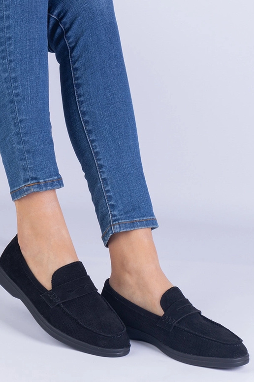 Mocasines clásicos negros de ante...