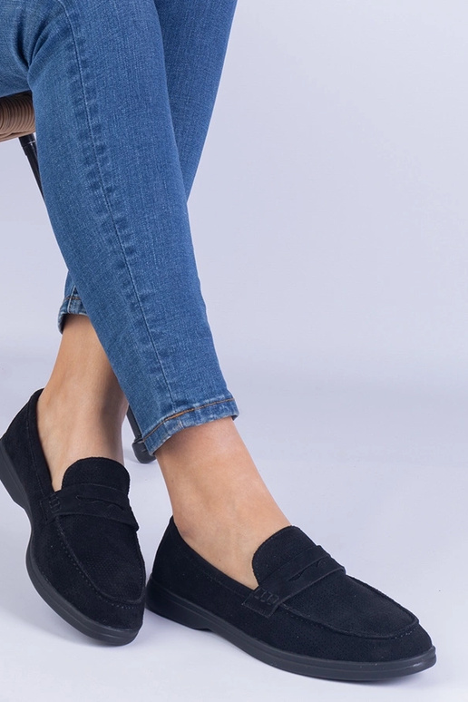 Mocasines clásicos negros de ante...