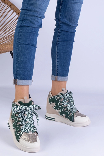 Zapatillas verdes con cordones gruesos y purpurina Gralina 2