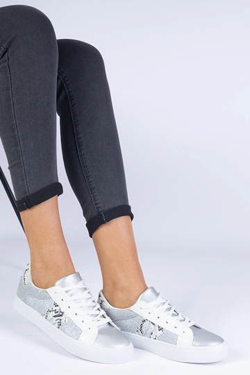 Zapatillas deportivas plateadas para mujer con motivo animal decoradas con purpurina Walorin