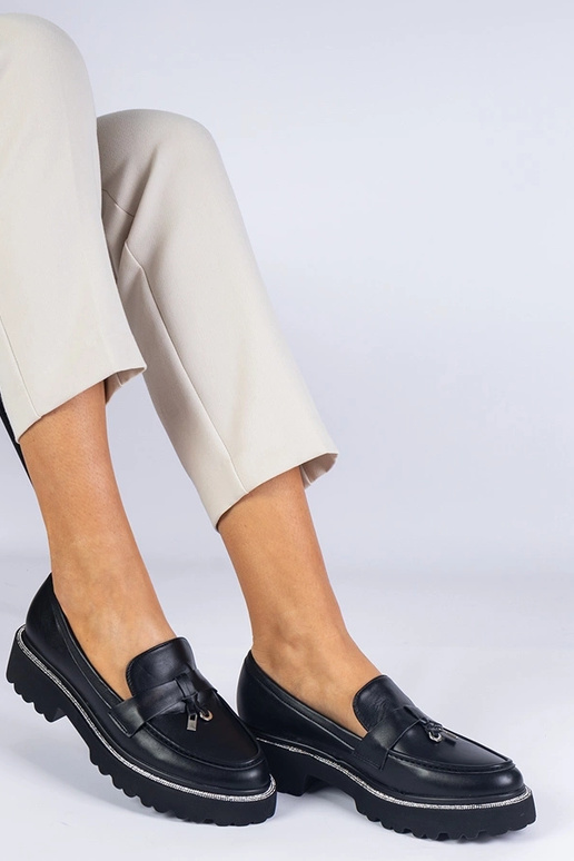 Mocasines negros de mujer con suela...