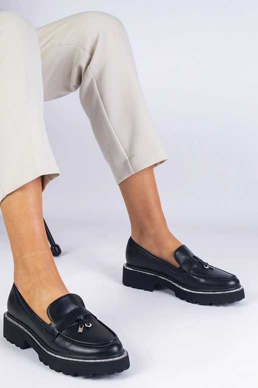 Mocasines negros de mujer con suela...