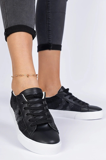 Zapatillas negras con motivo animal decoradas con purpurina Walorin