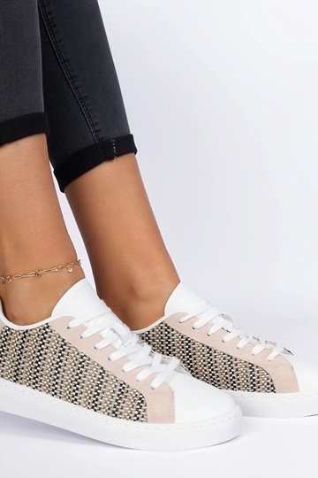 Zapatillas beiges de mujer de tela Bellisio 2