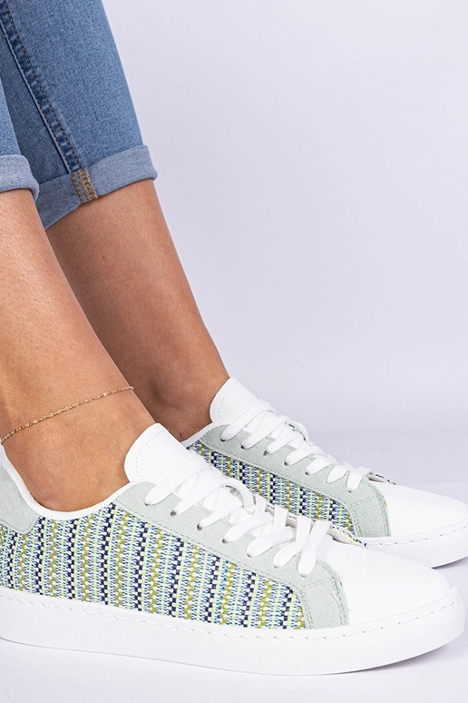 Zapatillas verdes de mujer de tela...