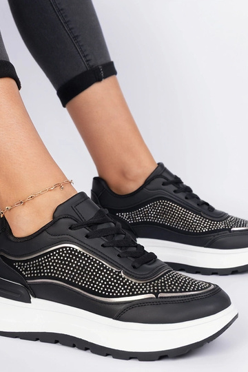 Zapatillas negras de mujer con circonitas Fucco 2