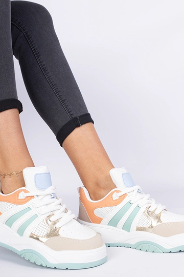 Zapatillas naranjas de mujer con cordones gruesos Bartella