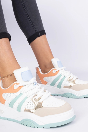 Zapatillas naranjas de mujer con cordones gruesos Bartella 2