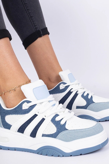 Zapatillas azules de mujer con cordones gruesos Bartella 2